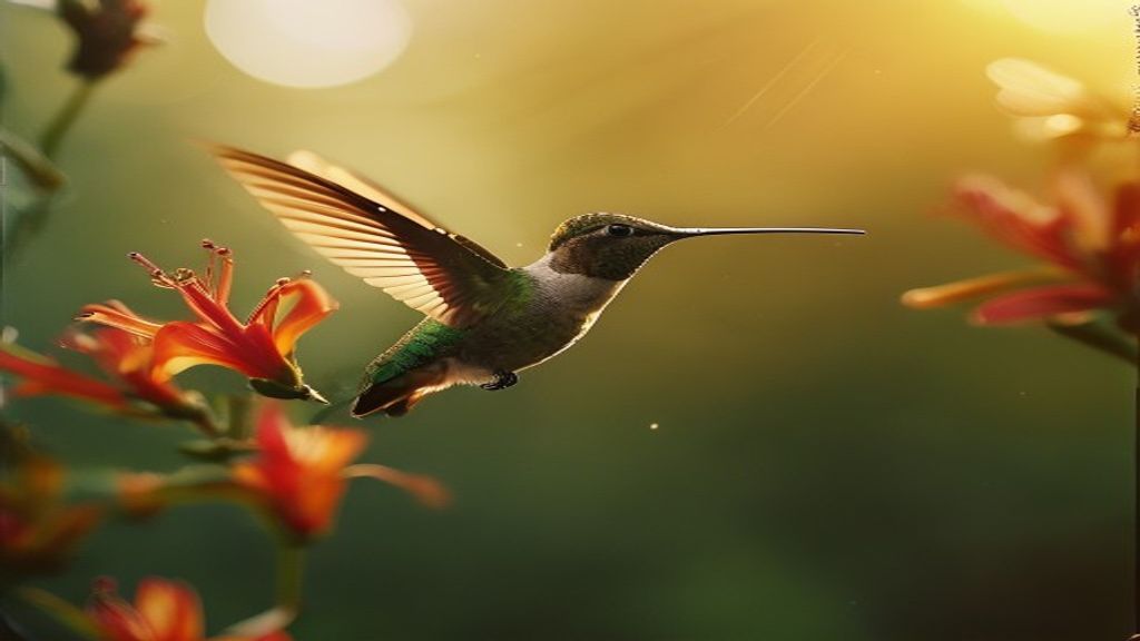 Macro hummingbird in slow motion